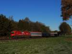 Am 31.10.12 bespannte BB 1216 014 den EC 81  DB-BB EuroCity  (Mnchen Hbf - Verona P.N.), bei Haus legte sich der Zug in die Kurve.