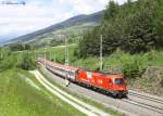 OBB 1216 016(E190 016) passes Matrei am Brenner whilst working Euro City 87, 1131 Munich-Venice S.L, 23 May 1013