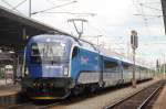 EC 73 mit der CD Railjet Garnitur 001 im Bahnhof Wiener Neustadt am 15.05.2014