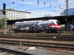 Der Werbetaurus  175 Jahre Eisenbahn fr sterreich  (1216 020-8) war anllich des Grazer Bahnhofsfestes am 22.9.2012 auf dem Hauptbahnhof der steirischen Landeshauptstadt zu sehen und stand fr