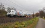 1216 955-5 mit Containerzug in Fahrtrichtung Sden. Aufgenommen am 08.11.2012 kurz vor Eschwege West.