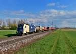 1216 950 mit einem Containerzug am 18.04.2015 bei Plattling.