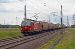 Mit einem Silozug des Waggonvermieters Wascosa rollte 1293 046 der ÖBB am 19.04.23 durch Wittenberg-Labetz Richtung Dessau.