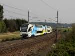 Ein Westbahn Kiss nach Freilassing am 05.04.2014 unterwegs bei Pöndorf.