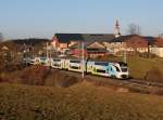 Ein Westbahn Kiss am 07.03.2015 unterwegs bei Weng.