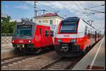 6020 281 und 4746 005 nebeneinander in Brunn Maria Enzersdorf am 18.06.2018.