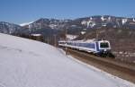 Die Reihe 4020 hat offensichtlich erneut ihre Ablsung am Semmering berlebt! 4020.304 als R 2957  Semmering  bei Eichberg, 21.02.2012