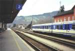 4020 steht am 31.12.02 im Bahnhof Dornbirn und wartet auf das Signal zur Abfahrt