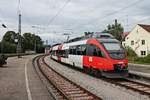 Nachschuss am 12.08.2016 auf ÖBB 4024 001-2, welcher zusammen mit ÖBB 4024 024-4 als S1 (Lindau Hbf - Bludenz) aus dem Startbahnhof in Richtung Bahndamm fuhr.