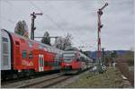 Während der ÖBB ET 4024 098-8 bei Lindau Reutin Richtung Bregenz strebt, erreicht ein Gegenzug in Kürze Lindau Hbf.