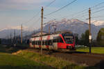 4024 017-8 zwischen Dornbirn und Hohenems. Mit dem ersten Licht des Morgens am 18.4.20