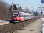 Regionalzug (4024 072-2) nach Innsbruck bei Langkampfen.08.02.2010