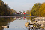 S-Bahn Vorarlberg auf der Dornbirner Ach Brücke zwischen Dornbirn Schoren und Dornbirn Bahnhof.