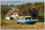 ET 1 der Steiermarkbahn am 23.10.2021 wenige Meter vor der Haltestelle Burgfried.