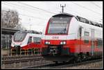 Vergleichsbild von Triebwagen 4758 und 4744 in Prinzersdorf am 15.01.2019.