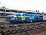 1116 029-8 fhrt mit ihrem Intercity 2083  Knigssee  von Hamburg-Altona nach Berchtesgaden Hbf  fhrt in den Bahnhof Hannover Messe/Latzen ein (9.3.2008)