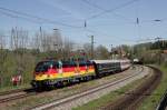 Die 1116 036  EM Deutschland  fuhr am 27.04.08 mit dem BB IC 544 von Wien nach Salzburg. Hier wurde sie in Hallwang-Elixhausen abgelichtet.
