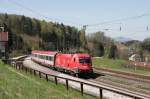 Hier fhrt am 27.04.08 1116 031  EM Trkei  mit dem IC 693 nach Wien. Foto entstand in Hallwang-Elixhausen. 