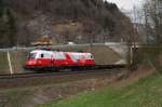 1116 087 (EM - Polen) mit Gterzug bei Wiesing (08.04.2008)