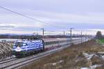 1116 007 (EM Griechenland) am Morgen des 23.11.2008 mit dem OEC 41 in der Nhe von Gramatneusiedl.