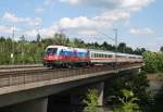 1116 084 (Russland Taurus) mit EC 82 am 03.06.2009 auf der Autobahnbrcke zwischen Vaterstetten und Haar.