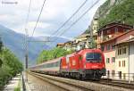 OBB 1216 016(E190 016)  paases Serravalle whilst working EC85, 0931 Munich-Bologna Centrale, 21 May 2013.