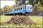 Extra für uns  ausgegraben  der ET 1 .  Anlässlich einer Fotosonderfahrt ist er an diesem 23.10.2021 die Gleichenbergerbahn für uns abgefahren. 
Hier in Gnas auf Gleis 3a hat der Maulwurf wohl nicht mit nserem Besuch gerechnet. 