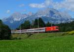 1116 038 mit einem umgeleiteten OIC nach Wien am 17.08.2014 bei Fieberbrunn.