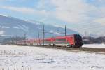 Rj 561 (geschoben von 1116 231) am 29.01.2011 bei Schwaz.