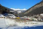 1116 159 passes Sankt Jodok whilst working RoLa train 57332 from Brennero to Worgl, 9 Feb 2018