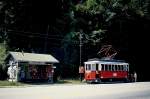 Die Endhaltestelle Pichling der Florianerbahn mit Tw 7 im Juli 1991