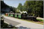 Kh101 mit dem Dampfbummelzug von Weiz nach Birkfeld am 23.8.2013 bei der Durchfahrt in Rosegg aufgenommen.