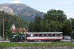 V 2 (C, Windhoff, Baujahr 1943) fährt am 12.September 2020 mit dem B4iph-s 3147 als Zug 3 (Reichenau - Hirschwang) aus dem Bahnhof Reichenau.