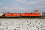 NLB - Tandem 2143.56 und 070-7 vor dem SLGAG 97414 am 25.Februar 2018 bei der Dabsch Kaserne in Korneuburg.