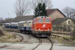 NLB 2143 070-7 am 24.Jänner 2015 als Verschubfahrt von Mistelbach Lokalbahn nach Mistelbach.