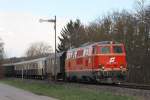 NLB 2143 070-7 am 05.April 2015 mit dem SLP 93955 beim, inzwischen ungültigem, Einfahrsignal von Mistelbach Lokalbahn.