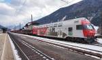 86-33 107-2 an der Spitze der ASTB 9622 (Mallnitz-Obervellach - Böckstein ), am 12.2.2016 in Mallnitz-Obervellach.