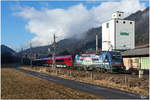 1216 019  Achensee Schifffahrt  fährt mit railjet 132 von Venedig nach Wien Hbf, aufgenommen in Thalheim-Pöls 01_2018