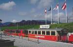 Internationale Rheinregulierung(IRR)Dienstbahn, Personenzug im  Rheinbahnhof  Werkhof Lustenau.Abfahrt in Richtung Widnau/Schweiz