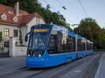 Graz     Graz Linien Testtram MVG Avenio 2501 als Porbefahrt, Keplerbrüecke, 20.08.2020 