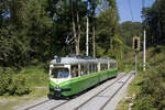 Am 10. September 2011 ist TW 581 als Linie 1 in Richtung Eggenberg/UKH unterwegs und erreicht soeben die Haltestelle St. Johann. 