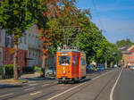 Graz. Am Abend des 28.06.2021 veranstaltete das Tramway Museum Graz eine Sonderfahrt mit dem ehemaligen Arbeitswagen 251. Zu sehen ist der Treibwagen hier in am Schönaugürtel.