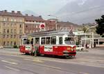 Innsbruck IVB SL 1 (Großraumtriebwagen 66 (Lohnerwerke/ELIN 1960, 1992 verschrottet)) Anton-Melzer-Straße am 14.