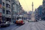 Innsbruck IVB SL 1 (Großraumtriebwagen 6* (Lohnerwerke 1960)) Maria-Theresien-Straße am 14.