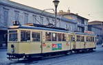 Triebwagen 3 der ESG Linz im April 1975 vor dem Linzer Hauptbahnhof.