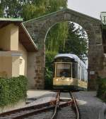 Pstlingbergbahn bei der Ankunft auf dem Pstlingberg (26.08.2009)