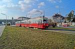 Vom Burgplatz kommend, ist der E1 4508 der Wiener Linien am 08.03.2017 mit c3 1234 als Linie 6 nach Kaiserebersdorf unterwegs und wird in Kürze die Haltestelle Margarethengürtel erreichen.