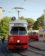 Wien Wiener Linien SL 5 (E1 4728 + c4 1304) II, Leopoldstadt, Praterstern am 25.