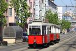 WTM A 1 + k5 3940 + k5 3964 am 25.April 2015 als Zubringer zum Wiener Tramwaytag vor der Haltestelle Fickeysstrasse.