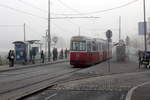 Wien Wiener Linien SL 6: Die Haltestelle Leberberg (XI, Simmering, Kaiserebersdorf) am Morgen des 16.